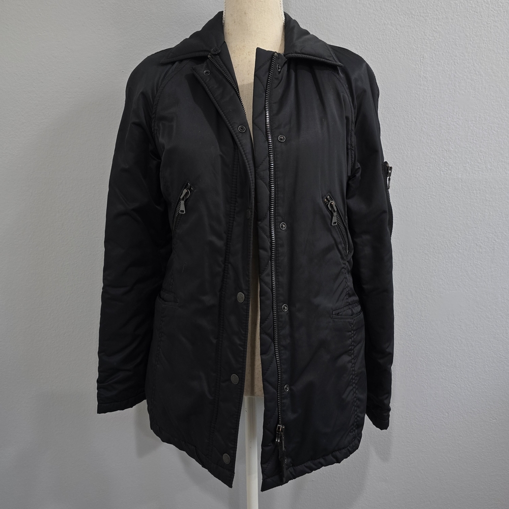 Express Black Puffer Jacket with Fur Trim - Picture 7 of 9